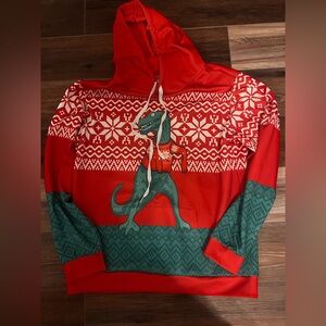 Red Dinosaur Christmas Hoodie